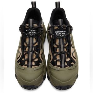New Mens Burberry Beige & Khaki Technical Arthur Sneakers